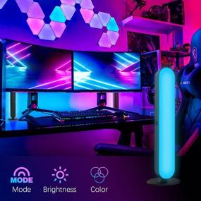 img 3 attached to 🌈 APEKX Smart RGB LED Lighting Bar - Ambient Spotlight Lamp Stand for Indoor Gaming Room, Bookshelf, Painting, TV Stand Decoration - Remote Control Included (Black)