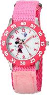 disney girls' minnie mouse watch 🐭 with pink nylon band - model w000025 logo