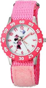 img 4 attached to Disney Girls' Minnie Mouse Watch 🐭 with Pink Nylon Band - Model W000025