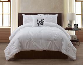 img 1 attached to 🛏️ King Size White London Pintuck Comforter Set by VCNY Home - 4 Piece