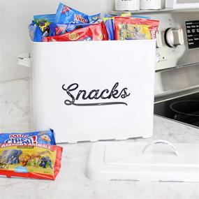 img 3 attached to 🍿 AuldHome Rustic Snack Bin: Single Serving Snacks in White Enamelware Container