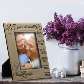 img 2 attached to 🎁 Memorable 25th Anniversary Gift: Engraved Leather Picture Frame for Wife, Husband, Couple