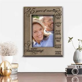 img 3 attached to 🎁 Memorable 25th Anniversary Gift: Engraved Leather Picture Frame for Wife, Husband, Couple