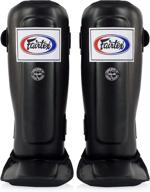 ultimate protection: fairtex sp3 pro style shin guards in black, blue, red, white, and yellow variants logo