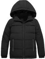 zshow boy's hooded puffer jacket: 🧥 water resistant, lightweight, and soft fleece outerwear coat logo