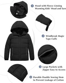 img 1 attached to ZSHOW Boy's Hooded Puffer Jacket: 🧥 Water Resistant, Lightweight, and Soft Fleece Outerwear Coat