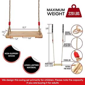 img 2 attached to 🌳 Hanging Wooden Tree Swing: Sturdy, 220 lbs Capacity Swing for Adults and Kids - Perfect for Outdoor Yard, Garden, or Indoor Use