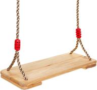 🌳 hanging wooden tree swing: sturdy, 220 lbs capacity swing for adults and kids - perfect for outdoor yard, garden, or indoor use логотип