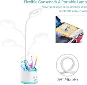 img 1 attached to Kid's Desk Lamp with USB Rechargeable Small Night Light - Cute, Dimmable, Eye-Caring Study Lamp for Office, Dorm, and Computer - Green