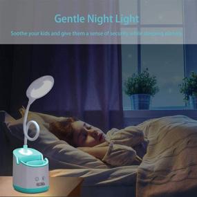 img 2 attached to Kid's Desk Lamp with USB Rechargeable Small Night Light - Cute, Dimmable, Eye-Caring Study Lamp for Office, Dorm, and Computer - Green