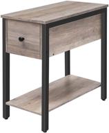 hoobro side table: 2-tier nightstand with drawer for small spaces - stable and sturdy wood look accent furniture with metal frame - greige and black bg04bz01 logo