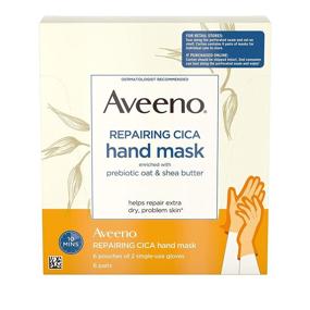 img 4 attached to 👐 Aveeno Восстанавливающая маска для рук с Цика: Пребиотическая овсянка и карите, 6 штук — Оживите и питайте ваши руки.