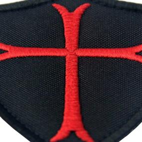 img 3 attached to 🛡️ Black & Red Military Morale Embroidered Hook & Loop Patch: Knights Templar Cross Shield