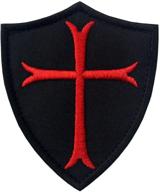 🛡️ black & red military morale embroidered hook & loop patch: knights templar cross shield logo