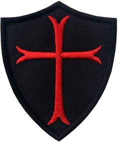 img 4 attached to 🛡️ Black & Red Military Morale Embroidered Hook & Loop Patch: Knights Templar Cross Shield