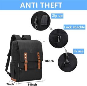 img 3 attached to 🎒 Water Resistant Vintage Laptop Backpack with USB Port - Stylish Anti-Theft Business Travel Backpack for Men and Women - Fits 15.6 Inch Laptop - Ideal for School, College, and Work - Black