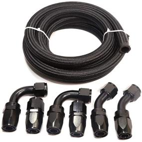 img 4 attached to 🔥 LTI 10FT AN12 3/4" Fuel Hose CPE Oil/Gas/Fuel Line Hose Nylon Stainless Steel Braided with AN-12 Fitting Swivel Hose Ends - Black AN12