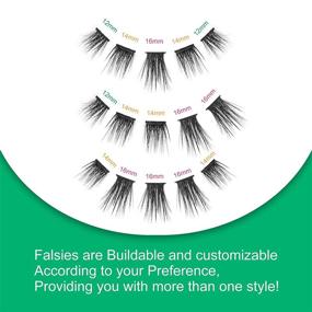 img 3 attached to 👁️ JIMIRE False Eyelashes DIY Kit - Natural Fluffy Wispy False Eyelashes Set with Glue and Applicator - C Curl Lashes for Home Eyelash Extensions (12mm, 14mm, 16mm)