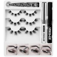 👁️ jimire false eyelashes diy kit - natural fluffy wispy false eyelashes set with glue and applicator - c curl lashes for home eyelash extensions (12mm, 14mm, 16mm) logo