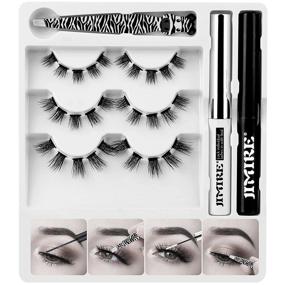 img 4 attached to 👁️ JIMIRE False Eyelashes DIY Kit - Natural Fluffy Wispy False Eyelashes Set with Glue and Applicator - C Curl Lashes for Home Eyelash Extensions (12mm, 14mm, 16mm)