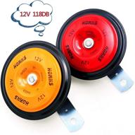 🚗 viping car horn: super loud 118db 12v electric twin horn kit with waterproof metal bracket - ideal for moto, truck, boat, car (red and yellow) logo