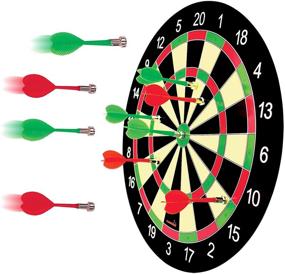 img 3 attached to 🎯 Funsparks Magnetic Dart Board Game - 12 Darts - 6 Green and 6 Red Darts – Top Kids Toy Gift, Perfect for Indoor and Outdoor Games with Family and Friends – Safe Dart Game Set