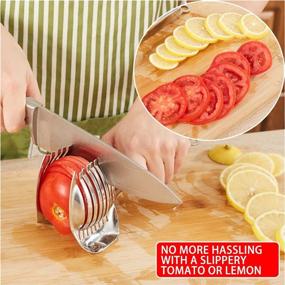 img 1 attached to Top-Rated Tomato Slicer Lemon Cutter: Multipurpose Handheld Round Fruit Tongs - Stainless Steel Onion Holder for Effortless Slicing of Kiwi, Fruits & Vegetables - Essential Kitchen Cutting Aid Gadgets Tool