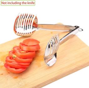 img 3 attached to Top-Rated Tomato Slicer Lemon Cutter: Multipurpose Handheld Round Fruit Tongs - Stainless Steel Onion Holder for Effortless Slicing of Kiwi, Fruits & Vegetables - Essential Kitchen Cutting Aid Gadgets Tool