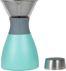 img 1 attached to Asobu 32 oz. Insulated Pour Over Coffee Maker - Double-Wall Vacuum and Stainless-Steel Filter, with Take on the Go Carafe in Mint Green