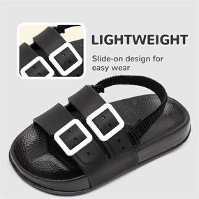 img 3 attached to 👦 WOUOEI Toddler Boys Girls Slide Sandals: Slip-On Footbed Water Shoes for Beach or Pool Time - Little Kid Size 9, 9.5, 10 - Black Boys' Shoes