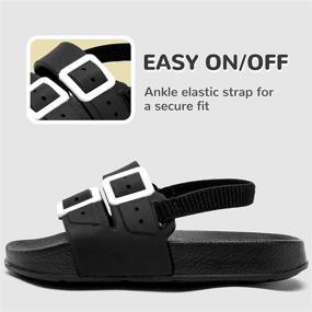 img 1 attached to 👦 WOUOEI Toddler Boys Girls Slide Sandals: Slip-On Footbed Water Shoes for Beach or Pool Time - Little Kid Size 9, 9.5, 10 - Black Boys' Shoes