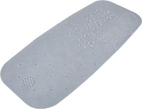 img 4 attached to 🛀 Webos Non Slip Bath Mat for Kids & Elderly | Long Anti Slip Bathtub Mat with Drain Holes | Suction Cups & Machine Washable | Grey (35.4 x 14.6 Inch)