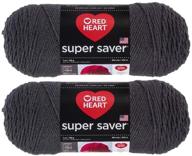 red heart super saver bulk buy (2-pack) - charcoal - 7 oz each skein logo