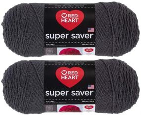 img 4 attached to Red Heart Super Saver Bulk Buy (2-Pack) - Charcoal - 7 oz Each Skein