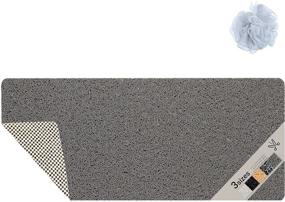 img 4 attached to 🛁 COSYLAND Non-Slip PVC Loofah Bathtub Mat, 39.37x16 Inch Soft Textured Bath Shower Tub Mat with Drain, Quick Drying Comfort Bathroom Mat for Wet Areas (Gray)