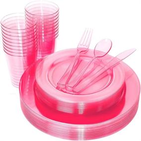 img 4 attached to WDF Disposable Silverware Cups: Vibrant Neon Dinnerware for Food Service Equipment & Supplies