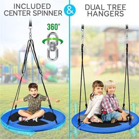 img 2 attached to 🌲 Discover Endless Fun with Serenelife Kids Hanging Tent Saucer Swing - Detachable Tent Cover for a Giant Hammock Nest Pod - Cushioned Padded Metal Frame - Outdoor/Indoor Swing Set - Blue