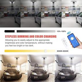 img 3 attached to 💡 Powerful Dimmable LED Garage Light 120W - Color Change & Timing - Remote Control & APP - 12000LM - 4 Leaf Bright Garage Light E26 - Ideal for Warehouse and Basement"