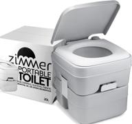 convenient portable toilet camping porta potty - 5 gallon waste tank - durable, leak proof, flushable rv toilet - detachable tanks for easy cleaning & carrying - perfect for travel, boating, and trips logo
