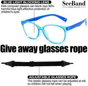 img 2 attached to Kids Blue Light Blocking Glasses 👧 with Glasses Rope | Age 3-10 | SeeBand