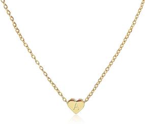 img 4 attached to 💖 Dainty and Personalized: Tiny Heart Initial Gold Necklace with 26 Letters - Ideal Gifts for Girls