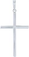🕊️ high polish 14k white gold slender cross pendant - plain design logo