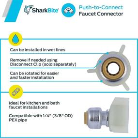 img 1 attached to 🦈 SharkBite U3525LFA 1/4 in. (3/8 in. O.D.) Push-to-Connect x 1/2 in. Faucet Connector Chrome-Plated Brass Adapter, 1-Pack