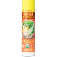 badger - organic lemon & ginger lip balm: moisturizing, natural & nourishing (0.15 oz) logo