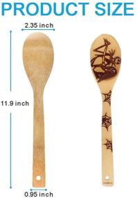 img 3 attached to Exquisite Nightmare Kitchen Utensils: Unique Pattern Burned Wooden 🔥 Spoons, Ideal Housewarming Presents with Slotted Spoon; Complete Bamboo Utensil Set