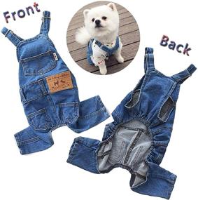 img 1 attached to 🐶 CAISANG Dog Denim Overalls - Stylish Pet Jean Apparel for Small to Medium Dogs & Cats - Comfortable Puppy Costumes - Denim Shirts & Pant Sets - Trendy Outfits (XXL)