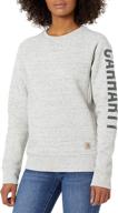 👚 women's relaxed fit midweight carhartt crewneck block logo sleeve graphic sweatshirt logo