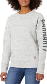 img 3 attached to 👚 Women's Relaxed Fit Midweight Carhartt Crewneck Block Logo Sleeve Graphic Sweatshirt