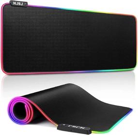 img 4 attached to 🖱️ NJSJ RGB Gaming Mouse Pad, LED Extended Soft Mousepad - 12 Lighting Modes, 2 Brightness Levels, Waterproof Surface &amp; Non-Slip Rubber Base, XL Computer Mouse Mat for Gamers (Black, 31.5&#34;X11.8&#34;)
