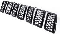 🚘 astra-depot black honeycomb front mesh grilles inserts for jeep grand cherokee 2017-2020 - enhance your car's styling! logo